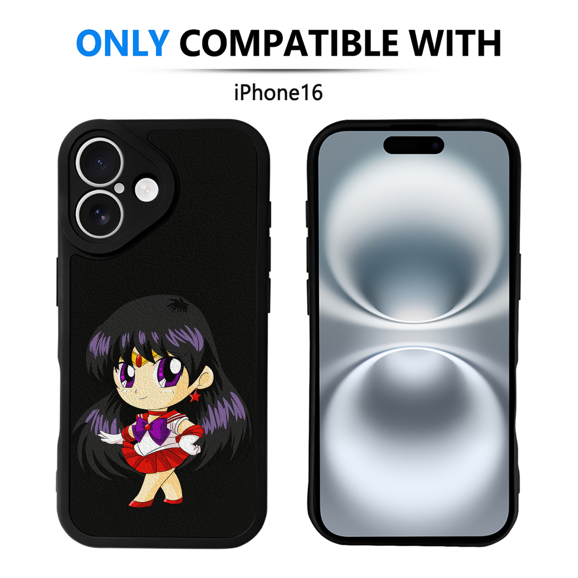 （画像用） 美少女戦士セーラームーン 火野レイ ひの レイ Sailor Moon Hino Rei （セーラーマーズ,Sailor Mars） 【iPhone 16シリーズ対応】シリコンスマホケース（レザー調） 材質：シリコン